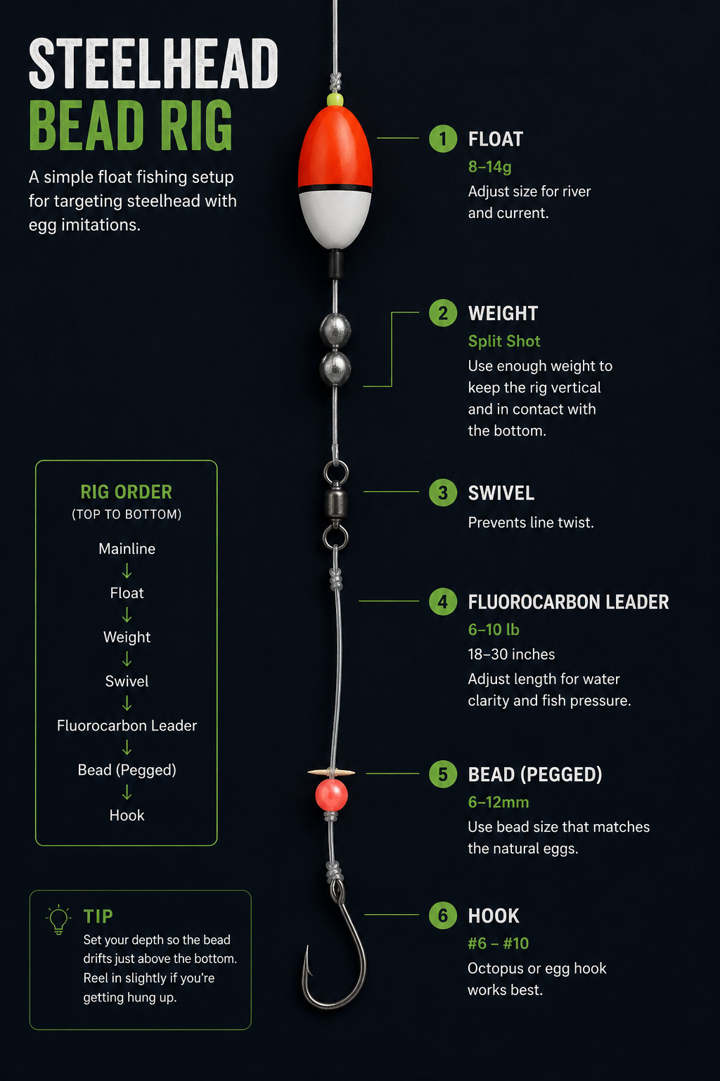 Steelhead bead rig diagram